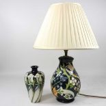 A Moorcroft vase and lamp