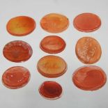 A collection of ten 19th century intaglio seals