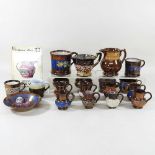 A collection of lustre pottery