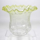 A green etched glass oil lamp shade