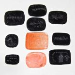 A collection of ten 19th century intaglio seals