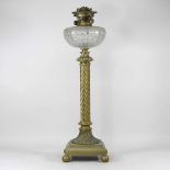 A 19th century brass oil lamp