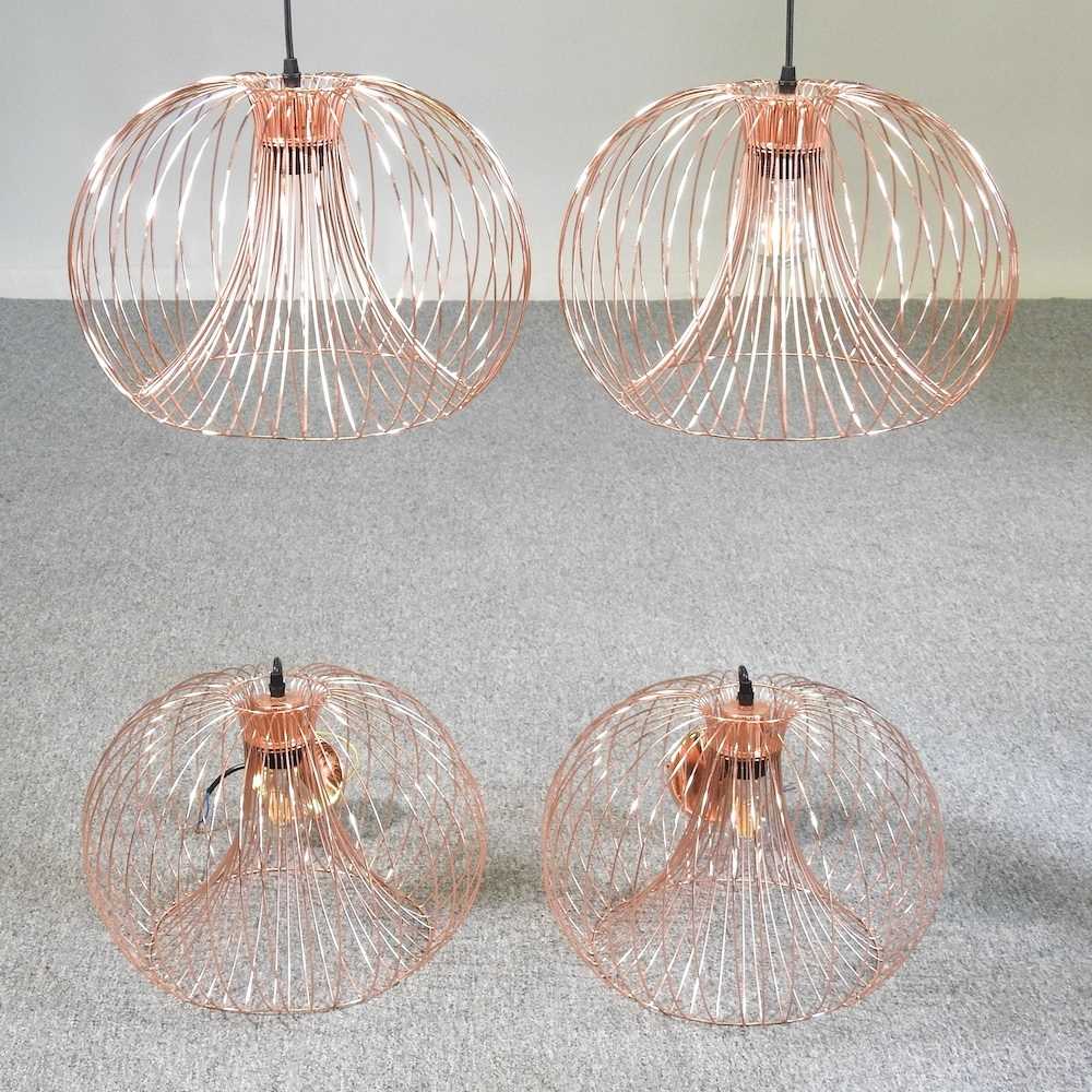 Two pairs of copper ceiling lights
