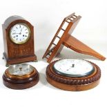 An Edwardian clock and barometers