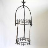 A metal hanging lantern