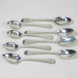 A collection of eight silver Old English teaspoons