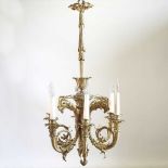 An ornate gilt bronze chandelier