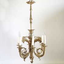 An ornate gilt bronze chandelier