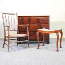 A 19th century chest and chairs
