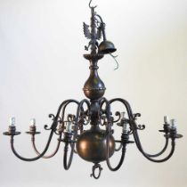 A Dutch brass chandelier