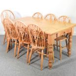 A pine kitchen table and chairs