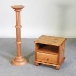 A pine bedside cabinet together with jardiniere