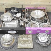 A collection of silver plated items