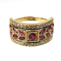 A ruby and diamond ring