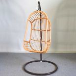 A bamboo hanging chair
