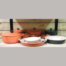 A collection of Le Creuset