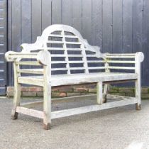 A Lutyens style hardwood garden bench 169w x 57d x 104