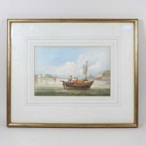 B J Leigh, 19th century, On The Thames, signed watercolour, 23 x 15cm