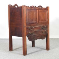 A George III mahogany tray top commode, on square legs 56w x 45d x 82h cm