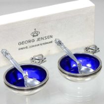 A pair of Georg Jensen silver Acorn pattern open salts, designed by Johan Rohde, circa 1915, each