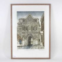 Valerie Thornton, 1931-1991, St Ethelbert's Gate, Norwich Cathedral, limited edition print 89/90,