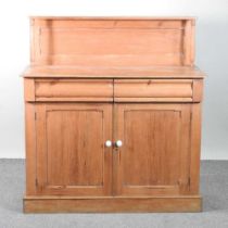 A Victorian pine chiffonier, with a gallery back, on a plinth base 113w x 46d x 120h cm