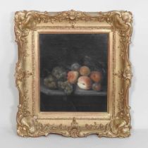 Continental School, early 20th century, still life of fruit on a table, oil on canvas, 34 x 29cm