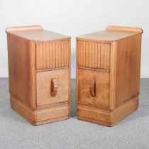 A pair of Art Deco light oak bedside cabinets (2) 31w x 49d x 61h cm