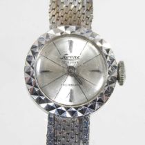 An 18 carat white gold Lorenz Incabloc ladies dress wristwatch, the signed 12mm dial with single