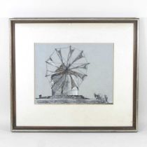 Kenneth Green, 1916-1973, windmill, signed and dated 1963, pastel on paper, 24 x 31cm