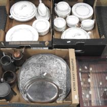 A Worcester Harvest Ring pattern dinner service, together with a plated tray, silver plate and