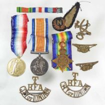 Three World War I service medals, awarded to 729 Sgt. F. T. Jacobs R.A., together with a