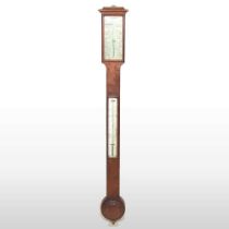 A 19th century mahogany cased stick barometer, with a silvered dial, by Salom & Co, Edinburgh &