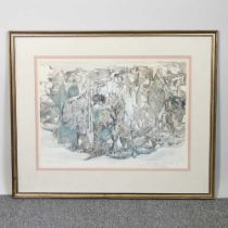 Hedvah Shemesh, 20th century, Ein Karem, Jerusalem, limited edition print, 38 x 52cm, together