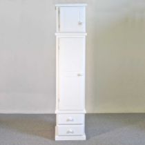 A modern white painted pine cabinet 52w x 58d x 224h cm
