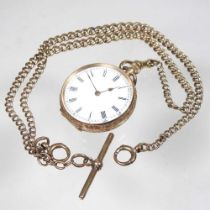 An early 20th century ladies 14 carat gold cased open faced pocket watch, with a white enamel dial