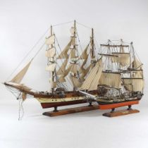 A wooden model of a clipper, 48cm long, together with another model ship (2)