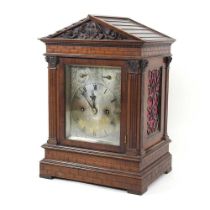 A 19th century bracket clock, of architectural form, with a silvered dial and eight day movement 21w