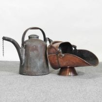 A 19th century copper kettle, 41cm high together with a Victorian copper coal scuttle (2)
