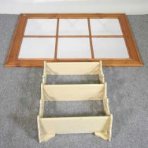A painted shelf, together with a pine framed wall mirror, 118 x 88cm (2)