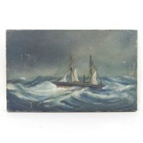English school, early 20th century, a sailing ship at sea, signed with initials M.l.W. and dated