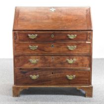 A George III mahogany bureau, on bracket feet 85w x 46d x 96h cm