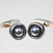 A pair of Georg Jensen silver Sphere cufflinks, stamped marks, 16g (2) Overall condition looks to be