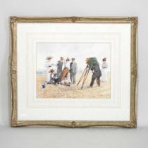 Albert Smith, An Edwardian beach photoshoot, signed, watercolour, 23 x 31cm