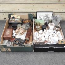 A collection of items, to include boxes and crested china