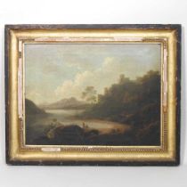 Attributed to Richard Wilson, 1714-1782, mountain landscape, oil on canvas, 37 x 49cm Overall