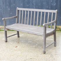 A slatted hardwood garden bench 123w  x 58d  x 88h cm