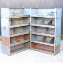 A pair of painted metal industrial style pigeonhole shelves (2) 77w x 30dx 116h cm