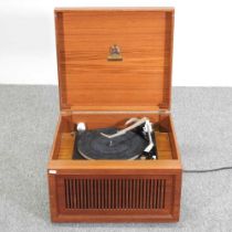 A Dynatron Garrard teak cased record player 48w x 44d x 30h cm