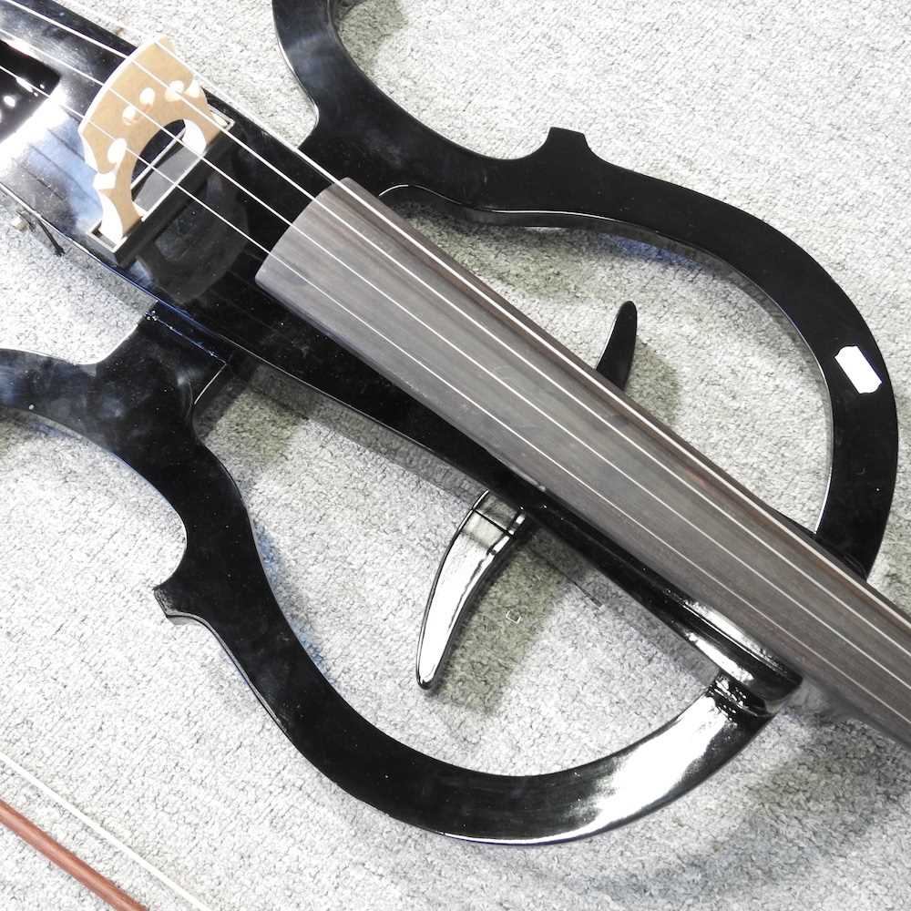An Antoine Sonnet black electric cello, 125cm long, in a soft case Overall condition looks to be - Image 5 of 12